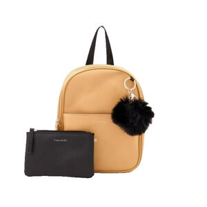 Tahari 3-piece Gift Set Backpack Zip pouch & pom pom Logo New w/tag Brown Black